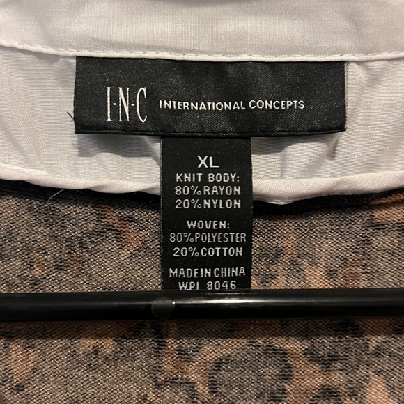 INC International Concept Leopard Print V-Neck Cardigan w/ Faux Shirt Detail XL - Picture 3 of 4